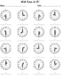 Printable Telling Time Worksheets Half Hour
