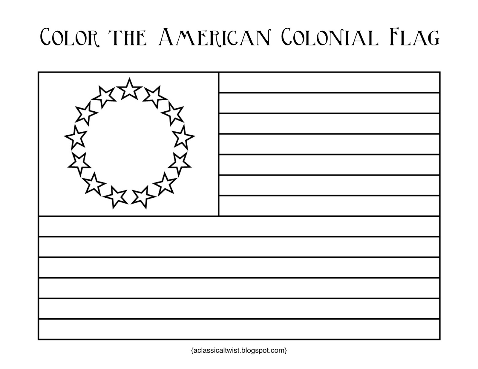 13 Colonies Flag Coloring Page