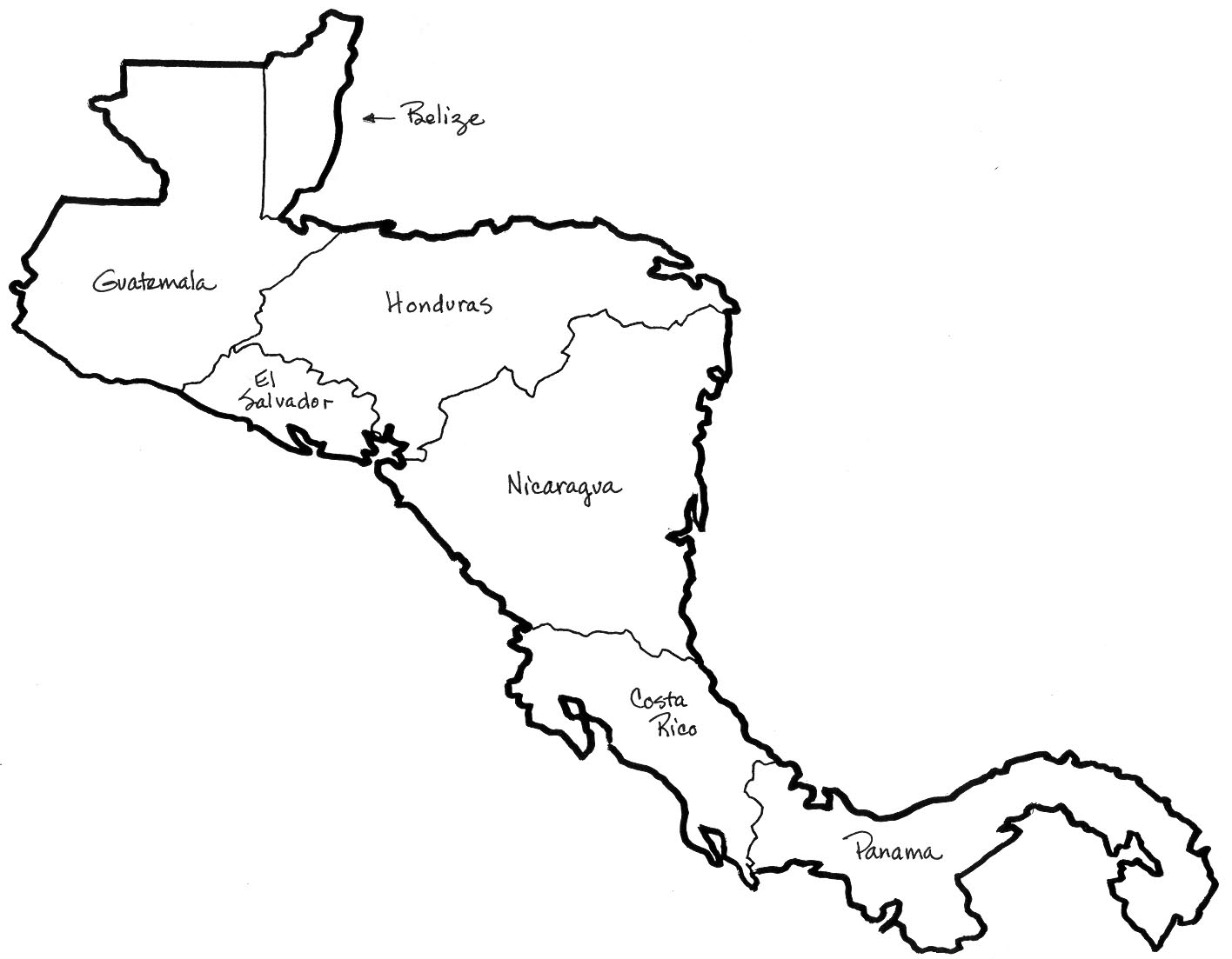 Central America Map Coloring Page