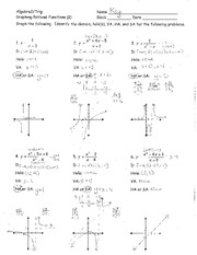Graphing Rational Functions Worksheet Answers