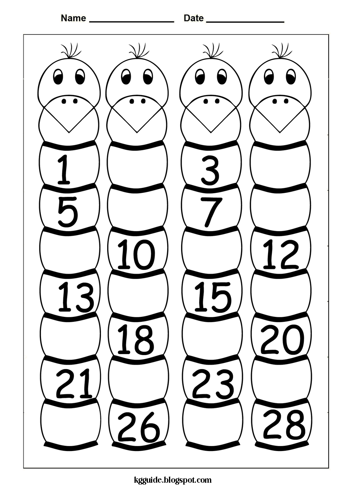 Kindergarten Free Worksheets Missing Numbers