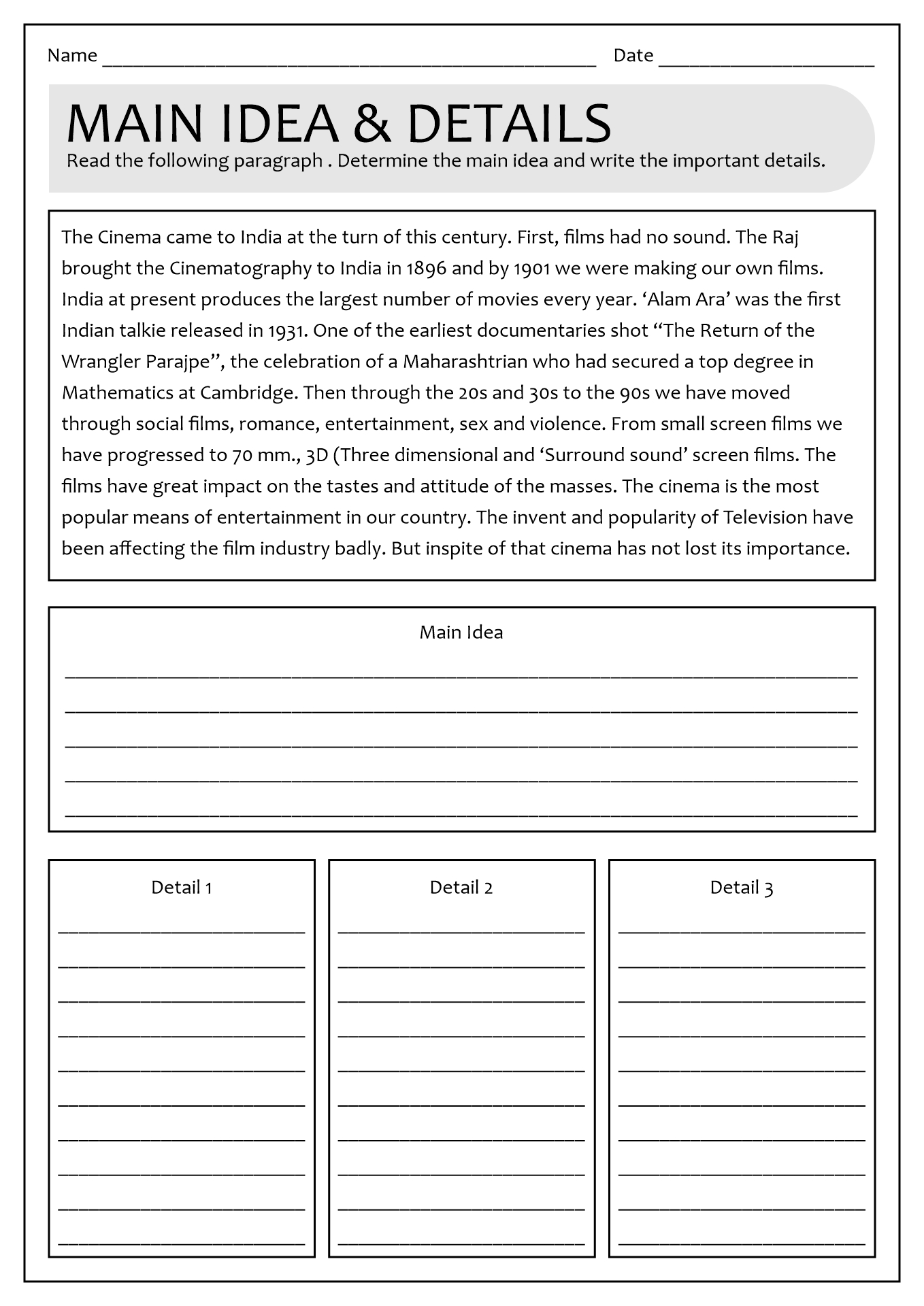 Free Printable Main Idea Worksheets For 2nd Grade