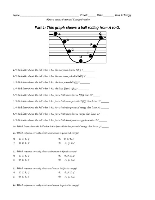 13 Best Images of Kinetic Energy Worksheets Middle School  Potential and Kinetic Energy 