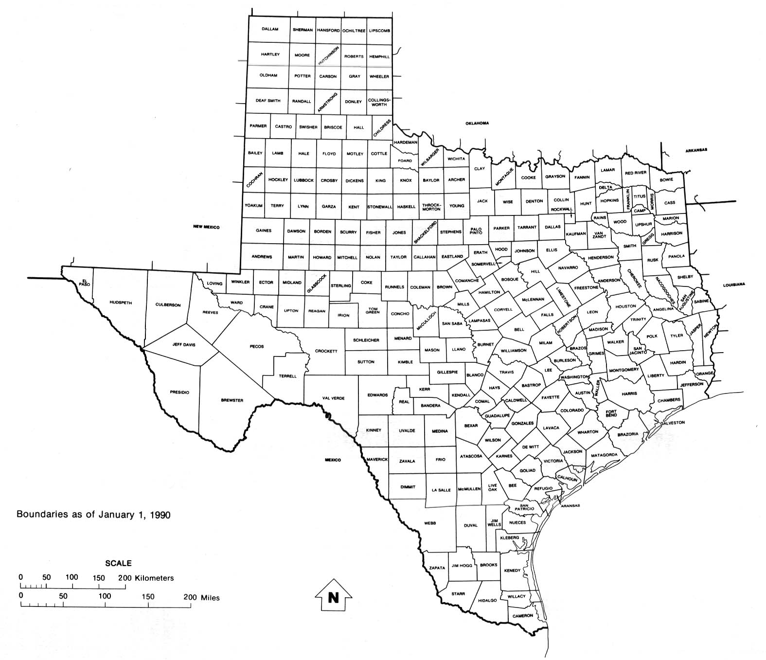 Printable Texas Map with Counties