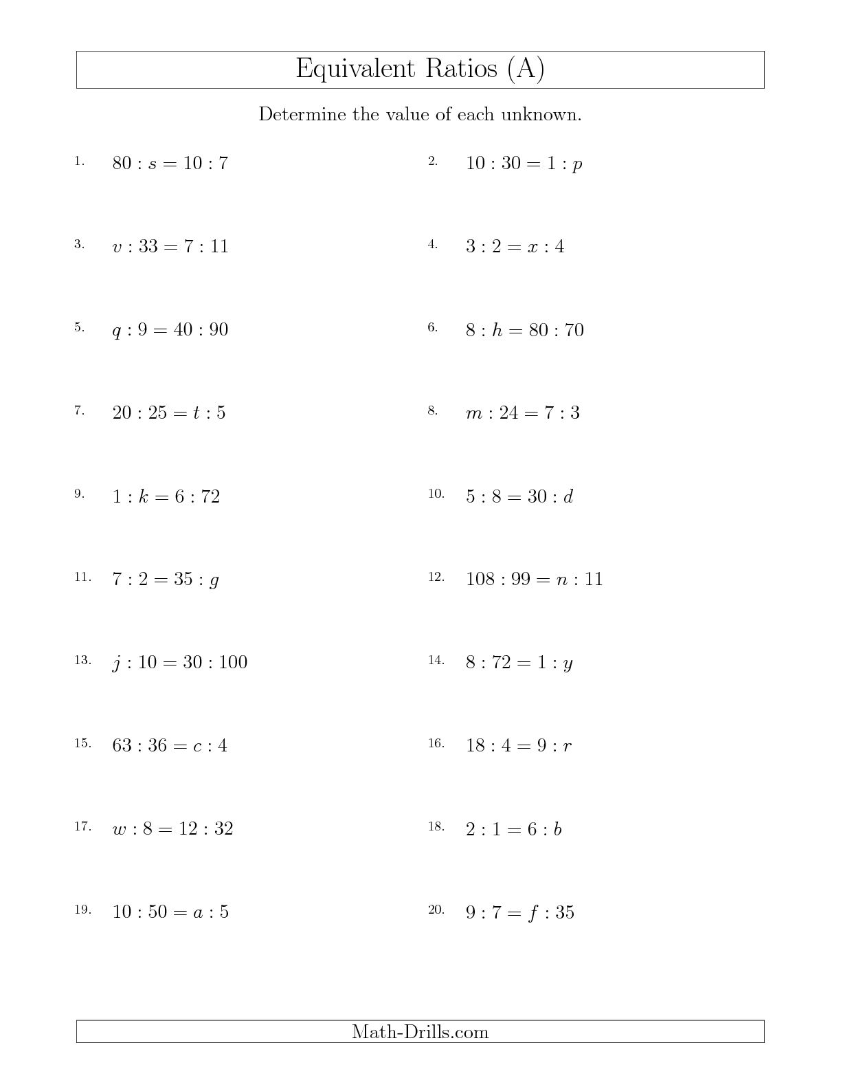 11 Best Images of Proportions Puzzle Worksheet - 6th Grade Printable
