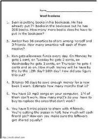 3rd Grade Math Word Problems Worksheets