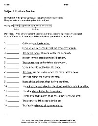 Simple Subject and Predicate Worksheets