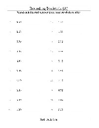 Whole Numbers and Decimals Worksheets