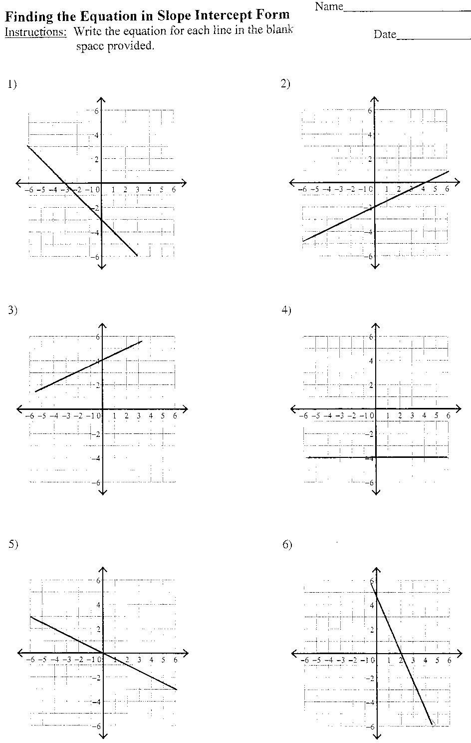 13 Best Images of SlopeIntercept Form Worksheet PDF  PointSlope Form Worksheets, Writing 