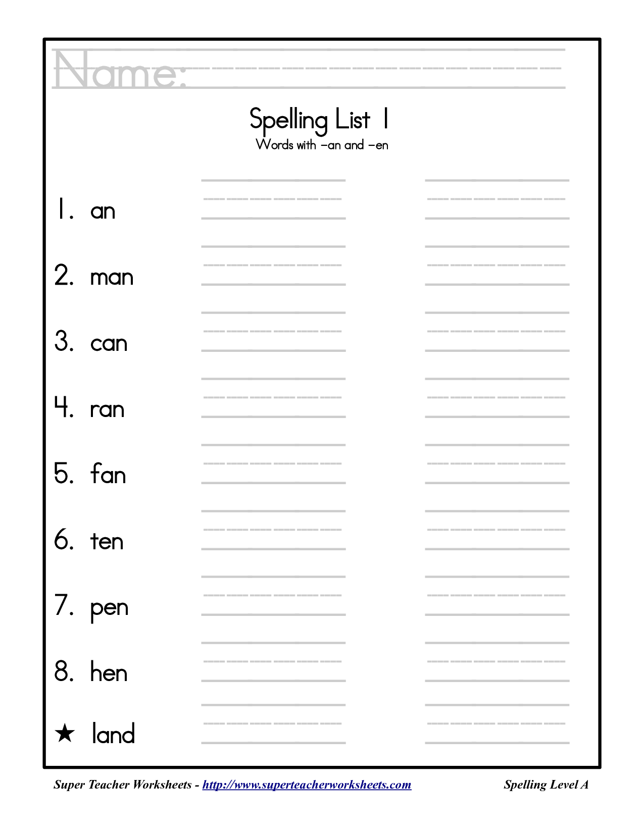 1st-grade-spelling-words-worksheets