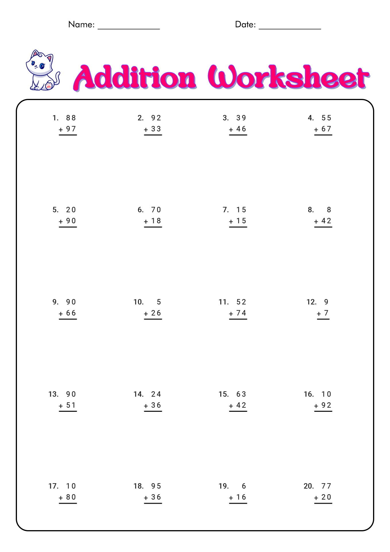 6 Images of Math Worksheets 2nd Grade Activity