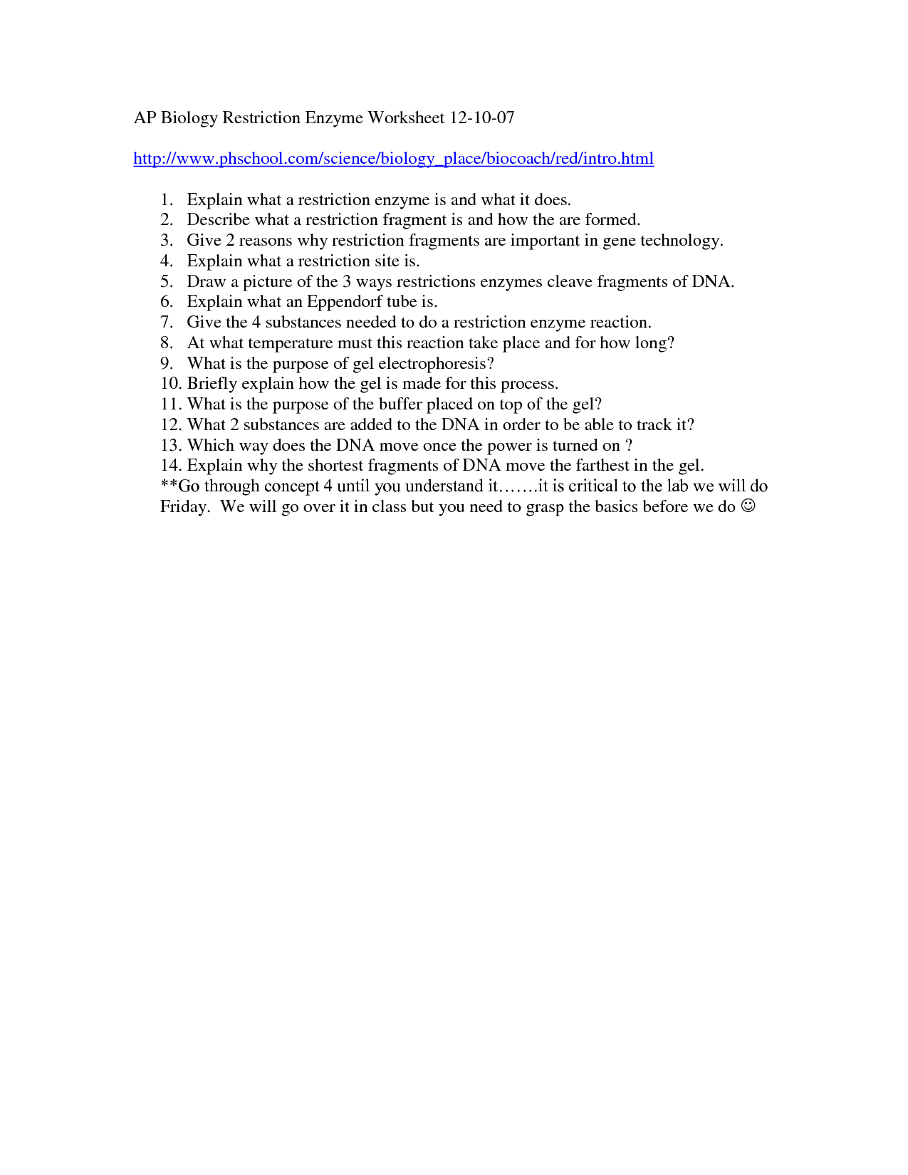 Enzyme Reactions Worksheet Answer Key