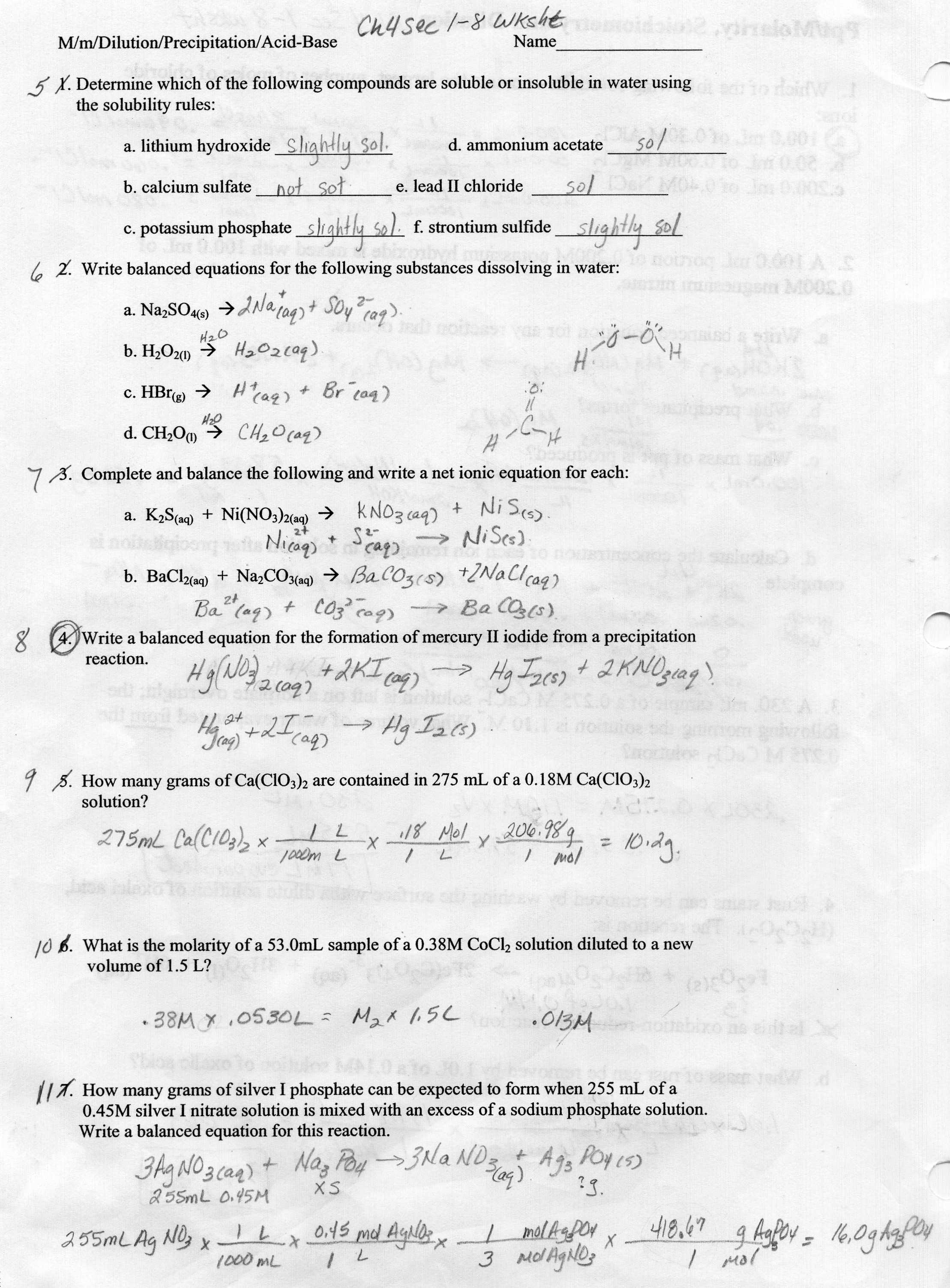 Molar Conversion Worksheet Answers