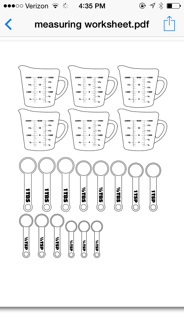 13 Best Images of Worksheets Measuring Ingredients - Measuring