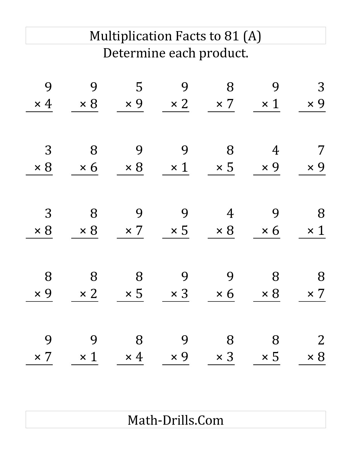 11 Best Images Of 8 And 9 Multiplication Worksheets Multiplication Worksheets 7 100 