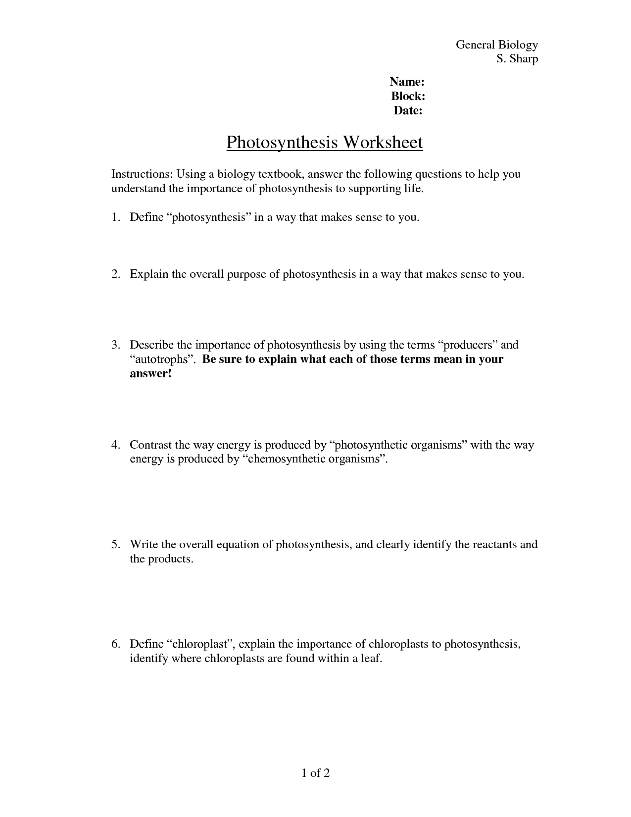 17 Best Images of Photosynthesis Review Worksheet Photosynthesis and