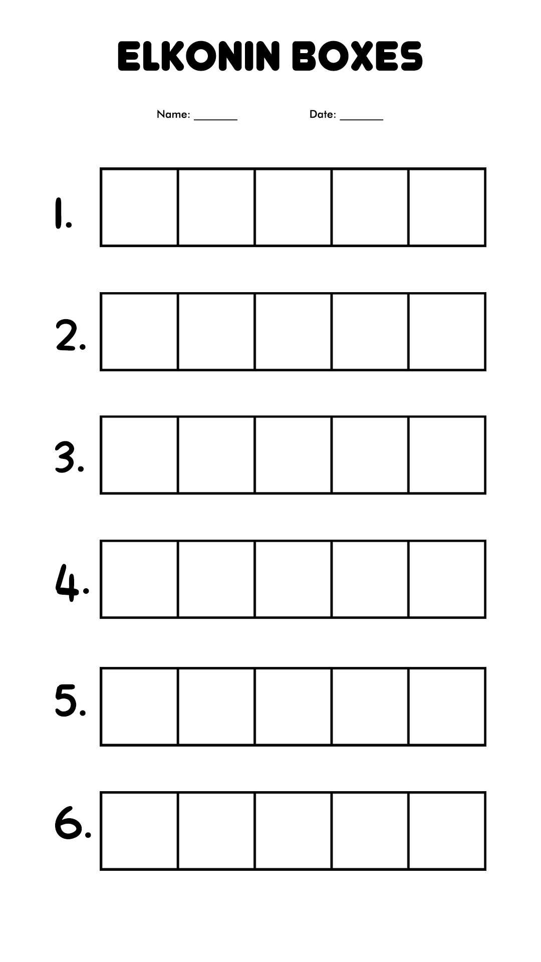 Elkonin Boxes Printable Free