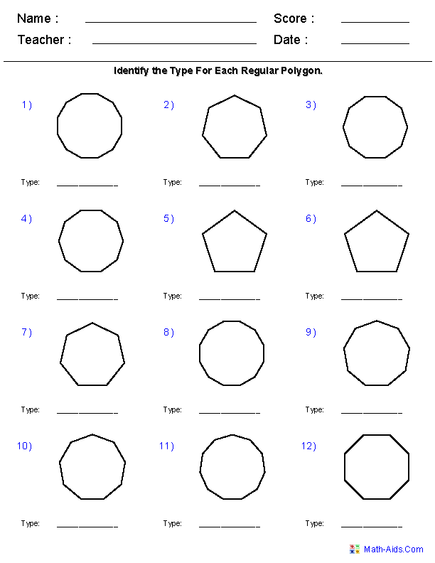 Regular Polygon Worksheet