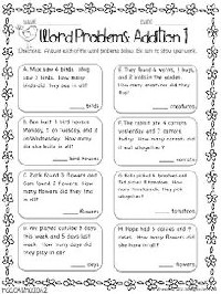 First Grade Addition Word Problems