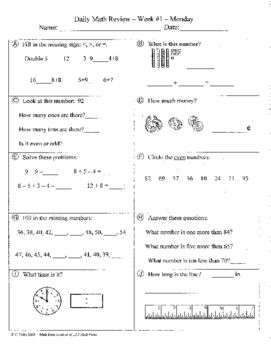 2nd Grade Daily Math Review Worksheets