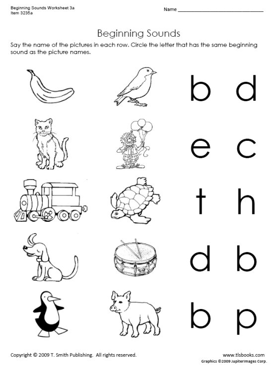 Beginning Letters Worksheet