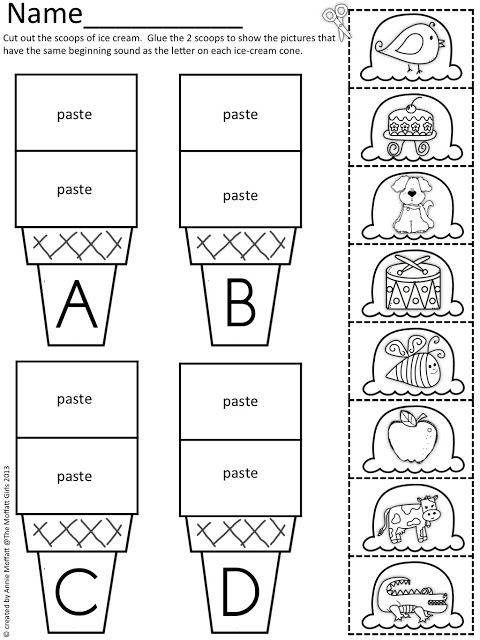 Beginning Sounds Cut and Paste Worksheets