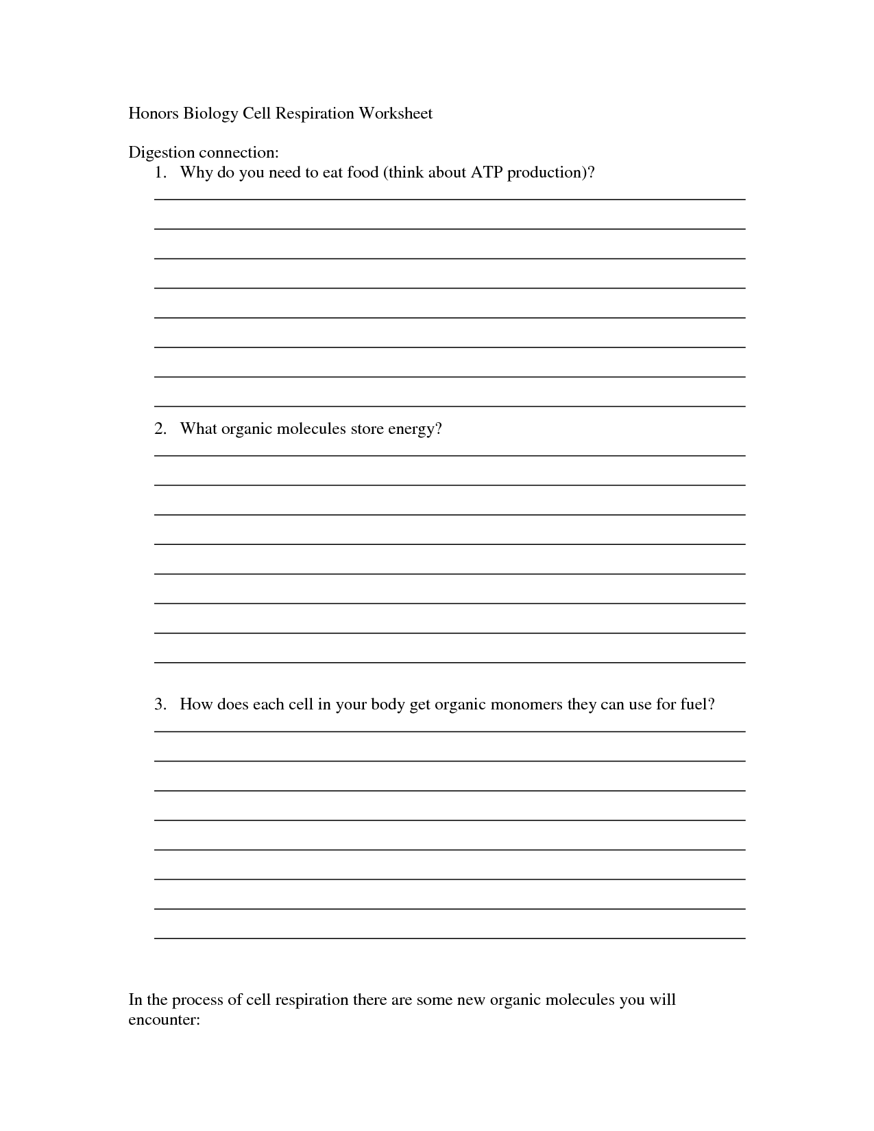 18 Best Images of Cell Respiration Worksheet - Cellular Respiration