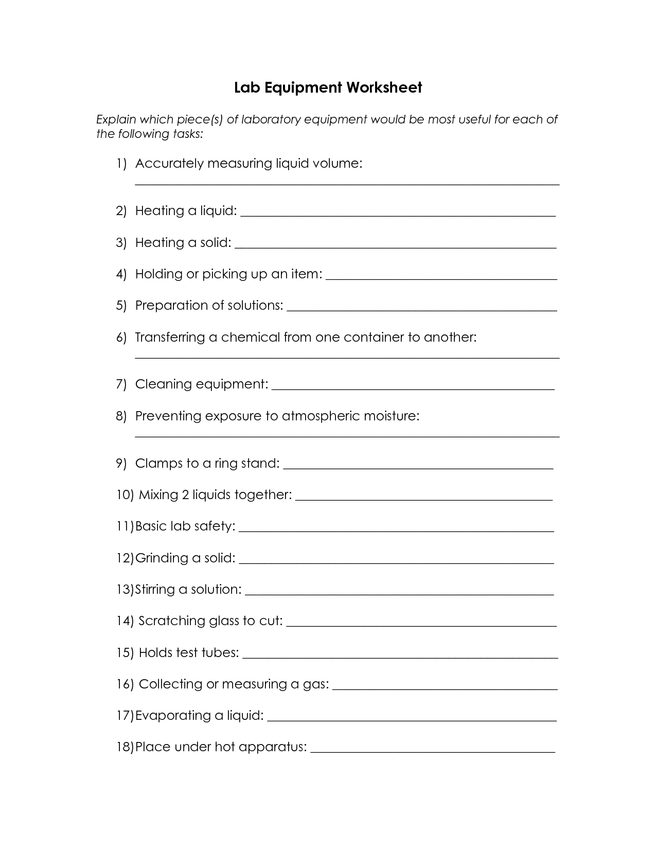 9 Best Images of Chemistry Lab Equipment Worksheet - Science Lab