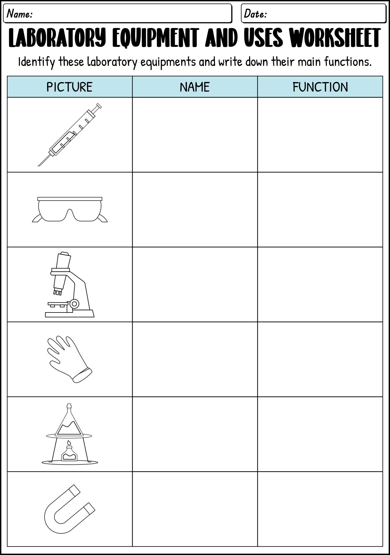 9 Best Images of Chemistry Lab Equipment Worksheet - Science Lab