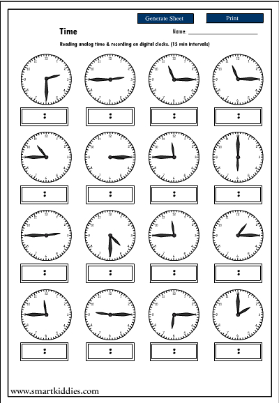 Digital Clock Telling Time Worksheet Printable
