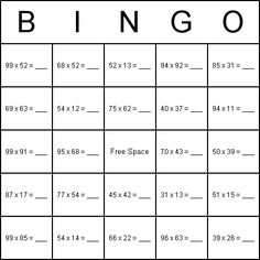 Double-Digit Multiplication Bingo