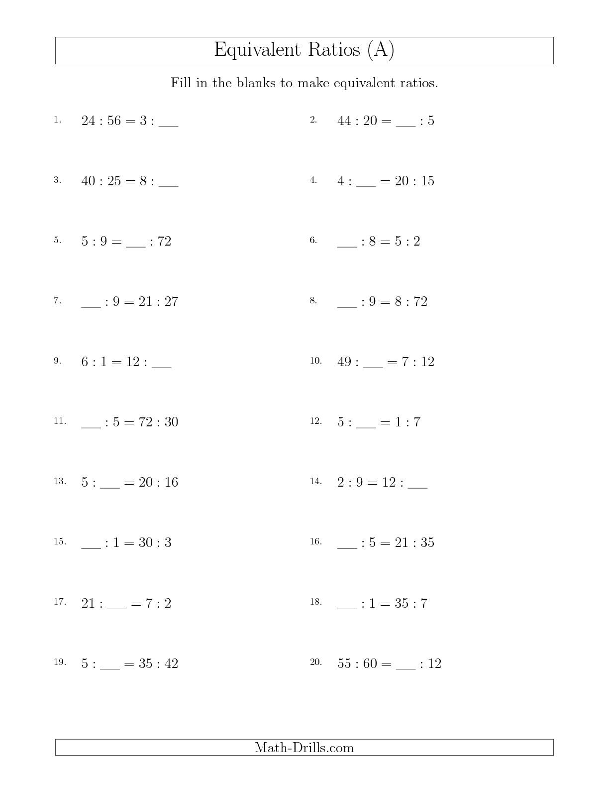 7 Best Images of Ratios And Proportions Worksheets 7th Grade