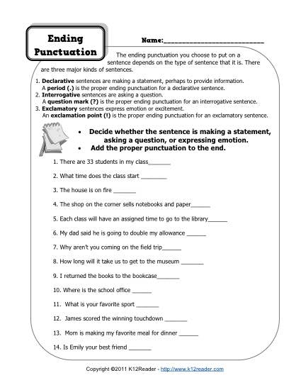  Printable Punctuation Worksheets