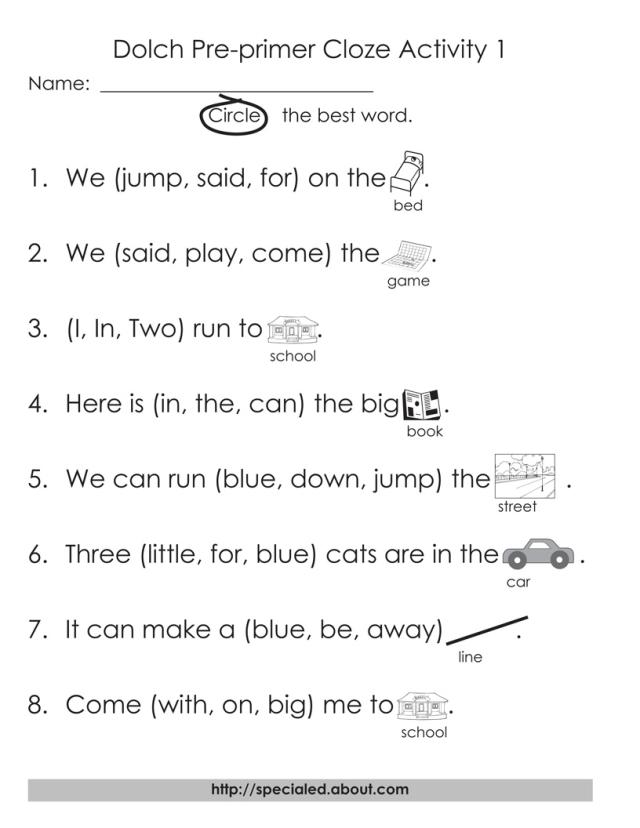 High Frequency Word Worksheets 