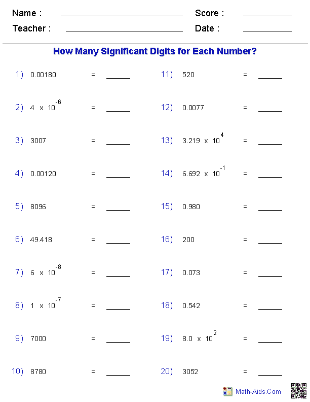 8th Grade Math Worksheets With Answer Key