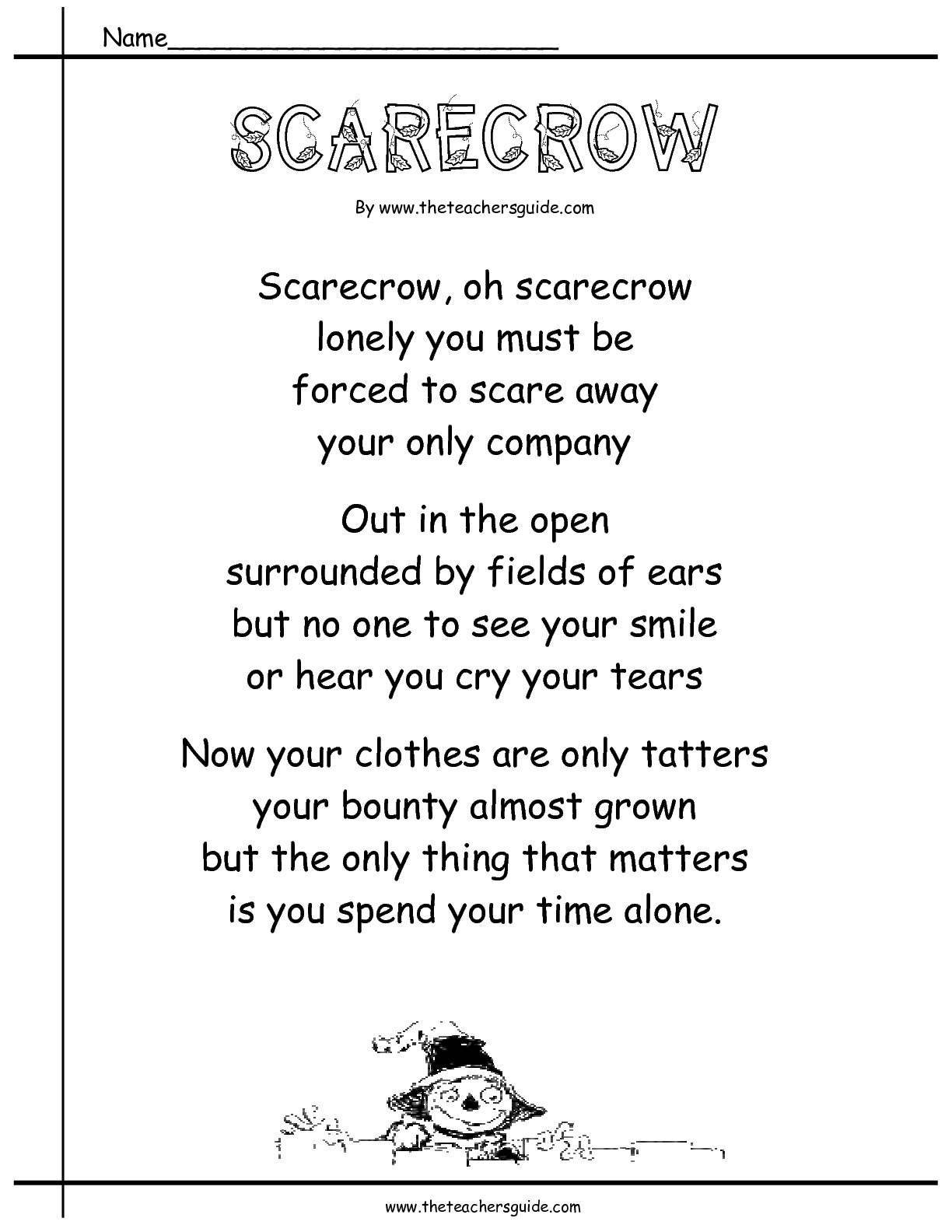 Poems About Fall Scarecrows