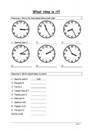 Quarter Past Telling Time Worksheets