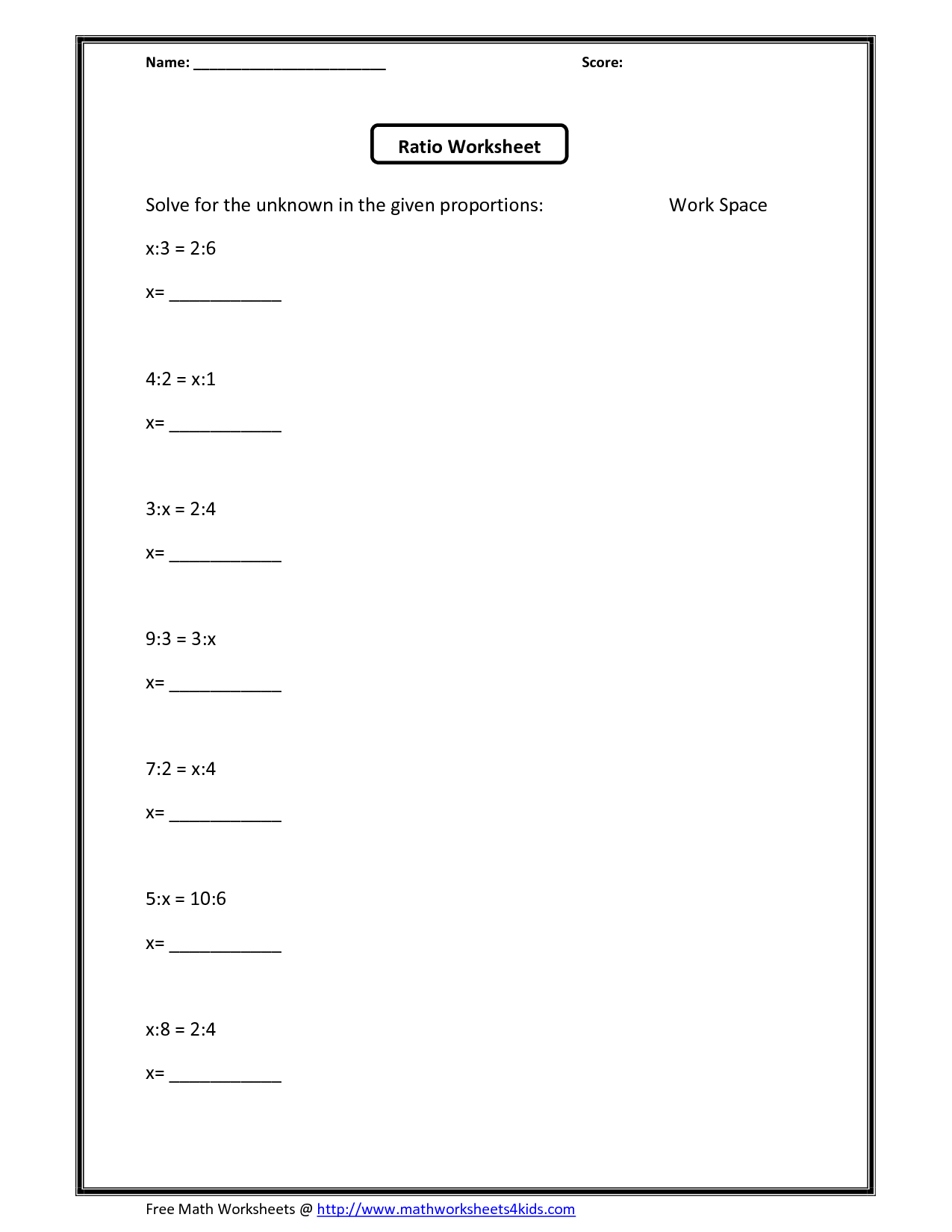 Ratios And Proportions Worksheet Answers