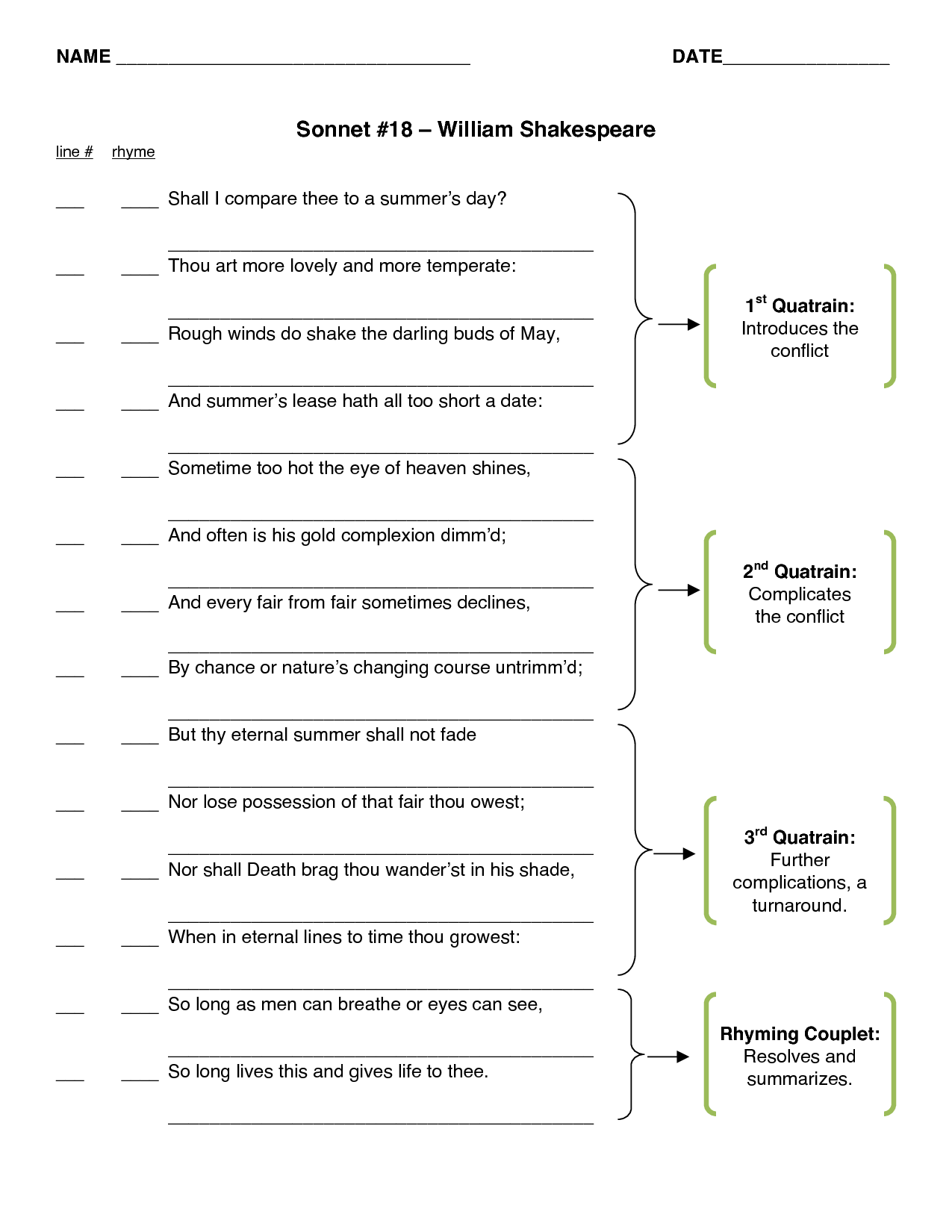 35 Shakespeare Sonnet Worksheet Pdf - Free Worksheet Spreadsheet
