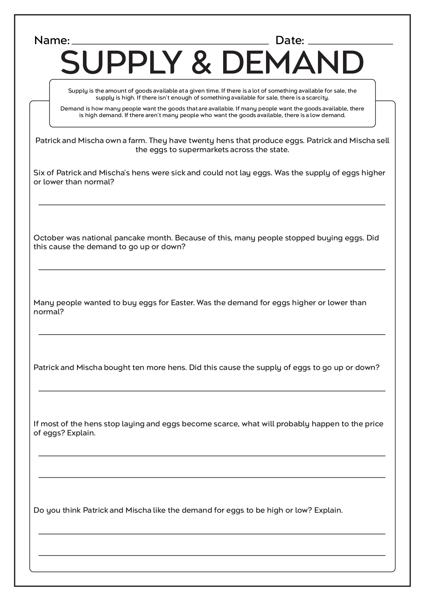 13 Best Images of Economics Activity Worksheets - Supply and Demand