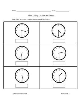 Telling Time Assessment Worksheet