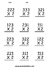 1-Digit Multiplication Worksheets