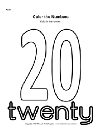 Color Numbers to 20 Worksheets