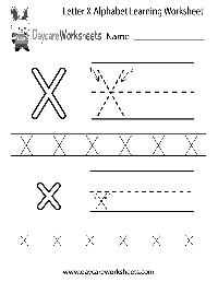 Free Printable Preschool Letter X Worksheets