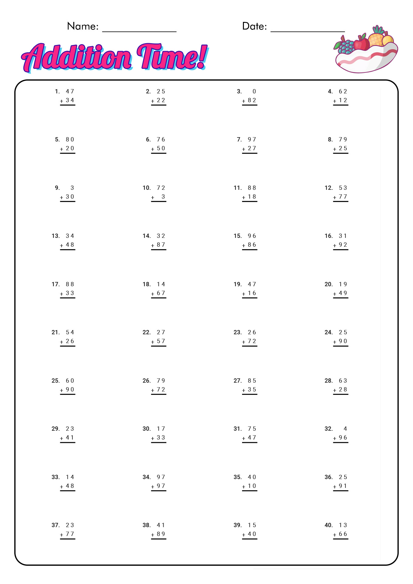 17 Best Images of 1 Minute Timed Addition Worksheets - Math Addition