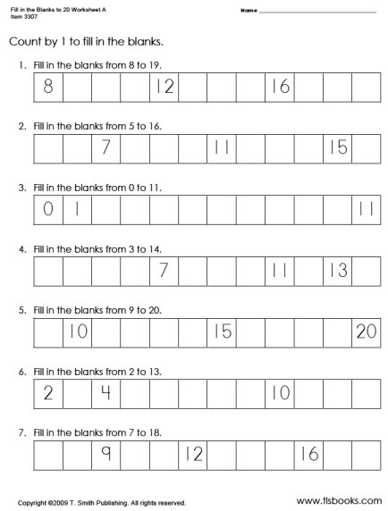 Fill in the Blank Counting Worksheets