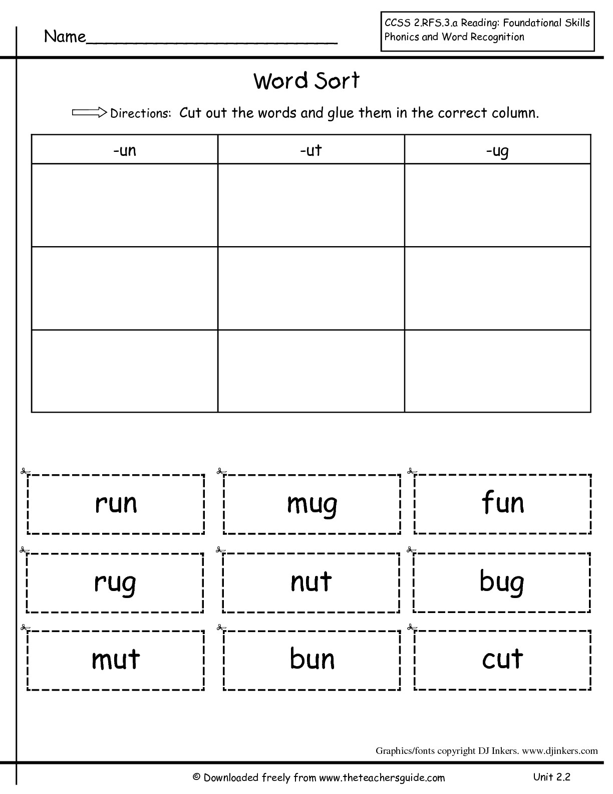 First Grade Spelling Words Worksheets