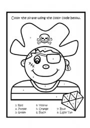 Pirate Color by Number Worksheet