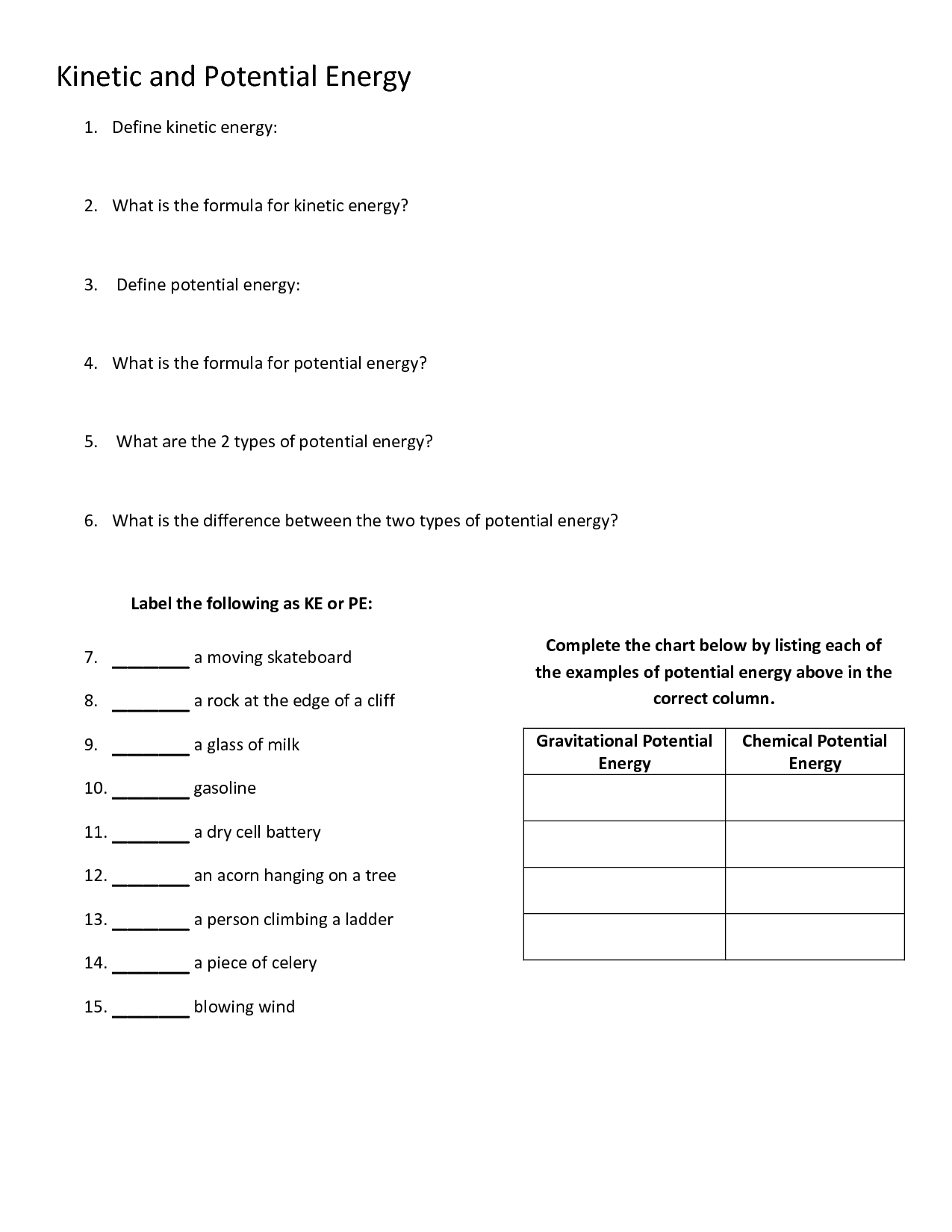 13 Best Images of Potential And Kinetic Energy Worksheet Key Potential and Kinetic Energy 13 Best Images of Potential And Kinetic Energy Worksheet Key Potential and Kinetic Energy