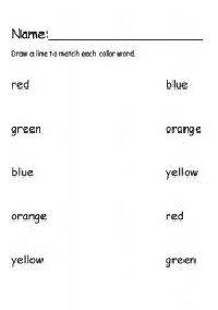 Color Word Matching Worksheet